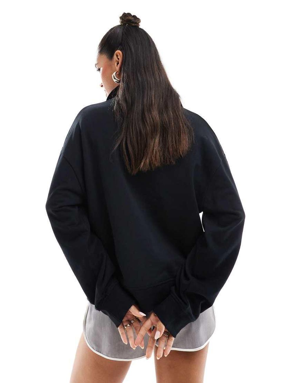 ASOS Black Funnel Neck Half Zip Sweatshirt