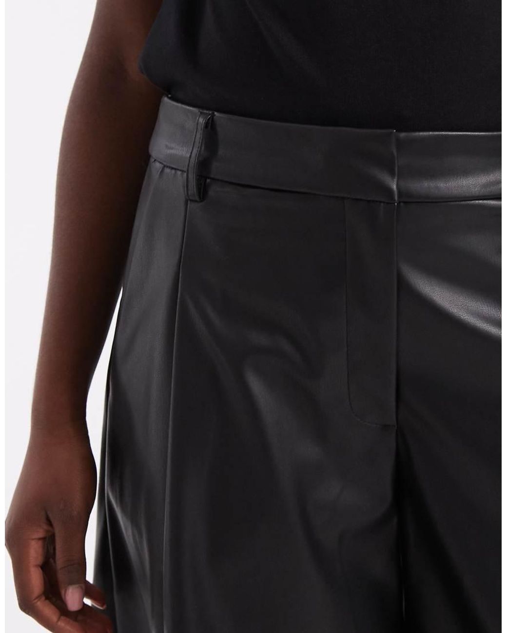 ASOS Black Tailored Faux Leather High Waist Culotte Trousers