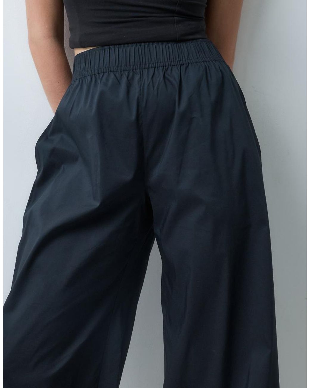 Vila Blue Cotton-blend Balloon Leg Trousers