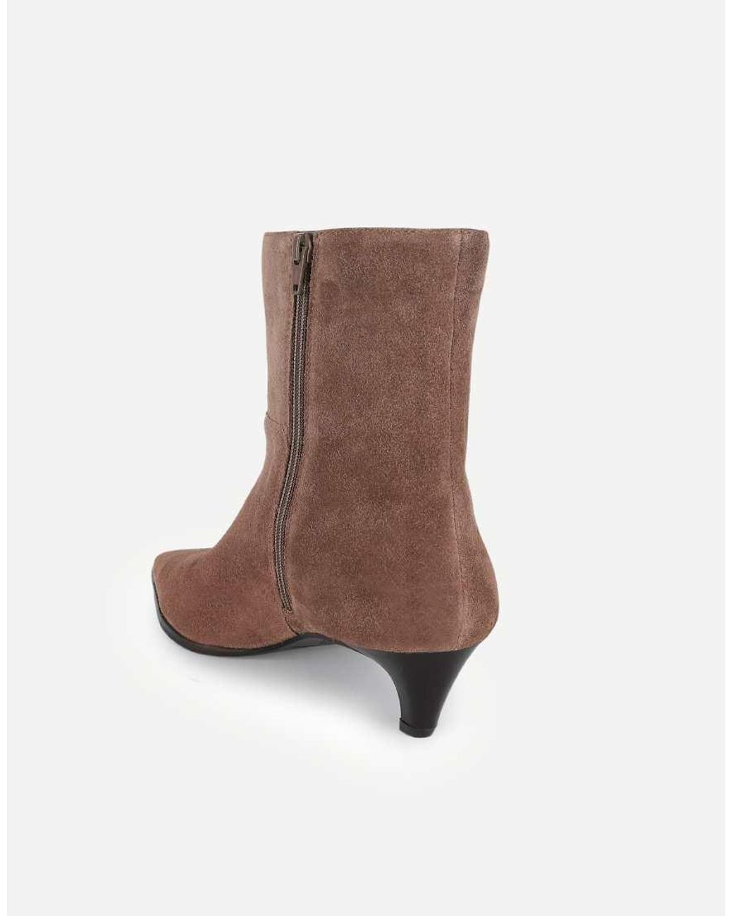 OFF THE HOOK Brown Pheonix Suede Kitten Heel Ankle Boots
