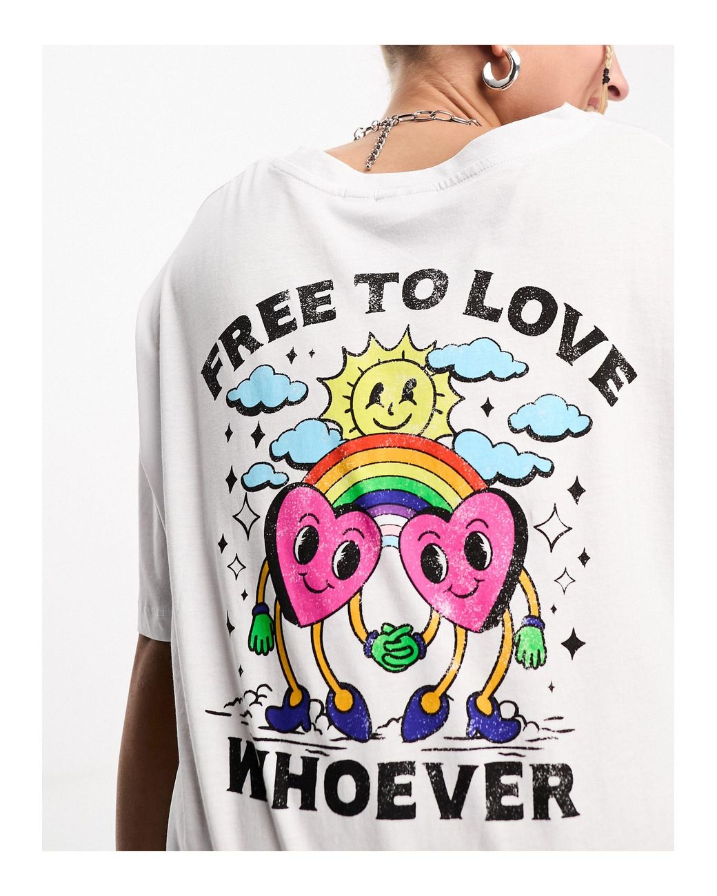 Noisy Free To Love Whoever Graphic T-shirt in White | Lyst