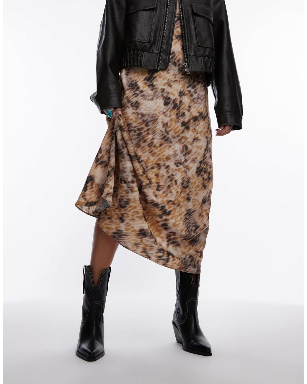 Free People Contrast Stitch Leather Western Boots in Black | Lyst
