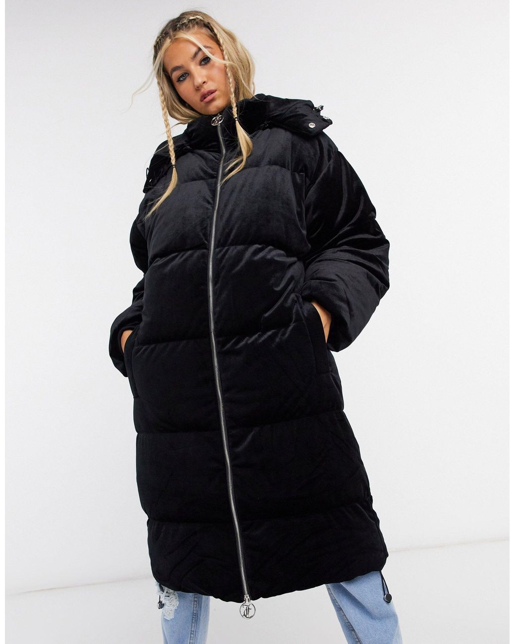 Juicy Couture Helena Puffer Coat in Black | Lyst