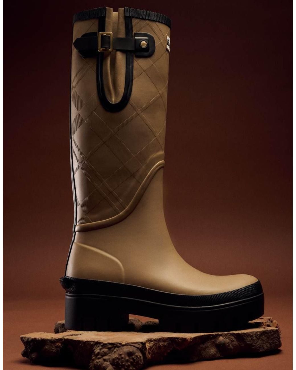 Barbour Brown Leigton Tartan Tall Welly Boot