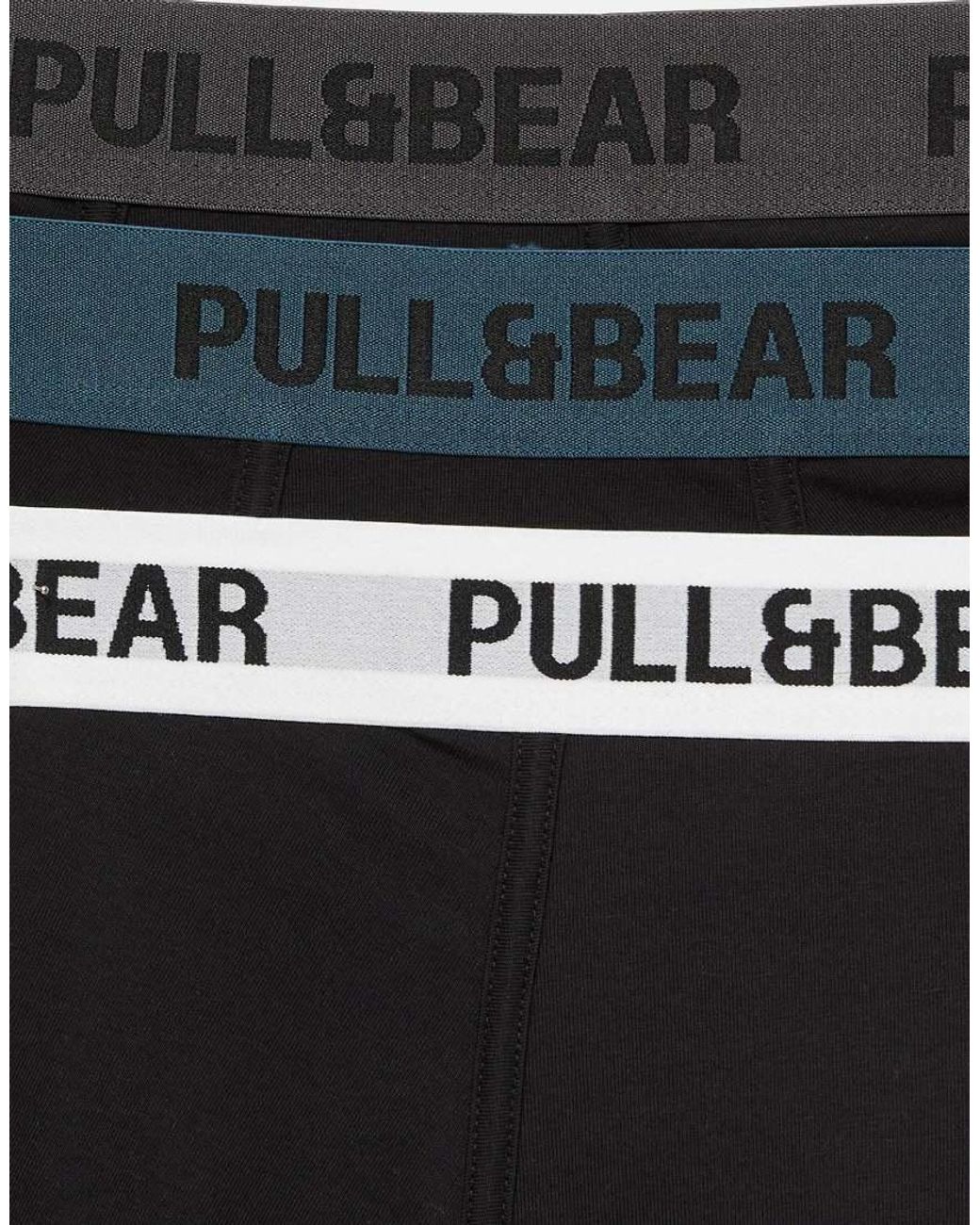 Pull&Bear Black Pack Of 3 Logo Boxers for men