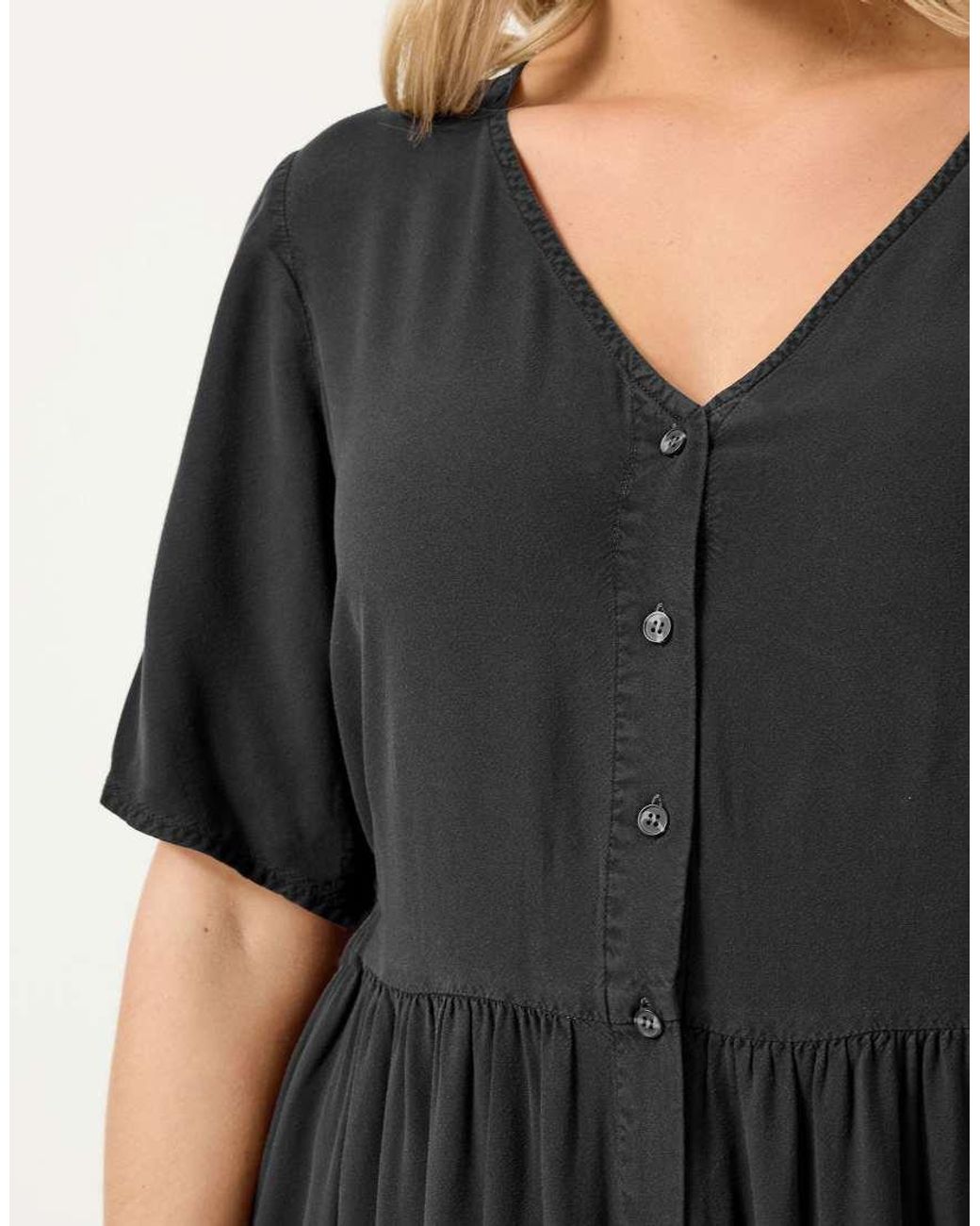 Yours Clothing Black Chambray Tea Dress