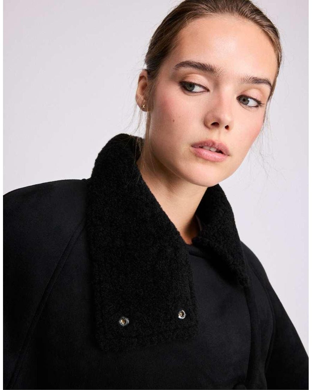 Stradivarius Black Faux Suede Double-Faced Jacket
