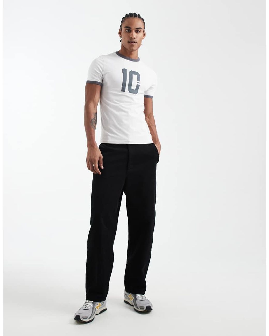 ASOS Muscle Fit Ringer-T-Shirt Met Grafische Sportprint in het White voor heren