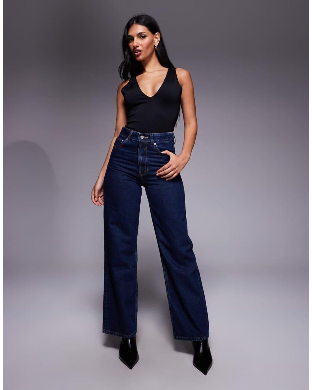 GOOD AMERICAN Blue Sculpting V Neck Bodysuit