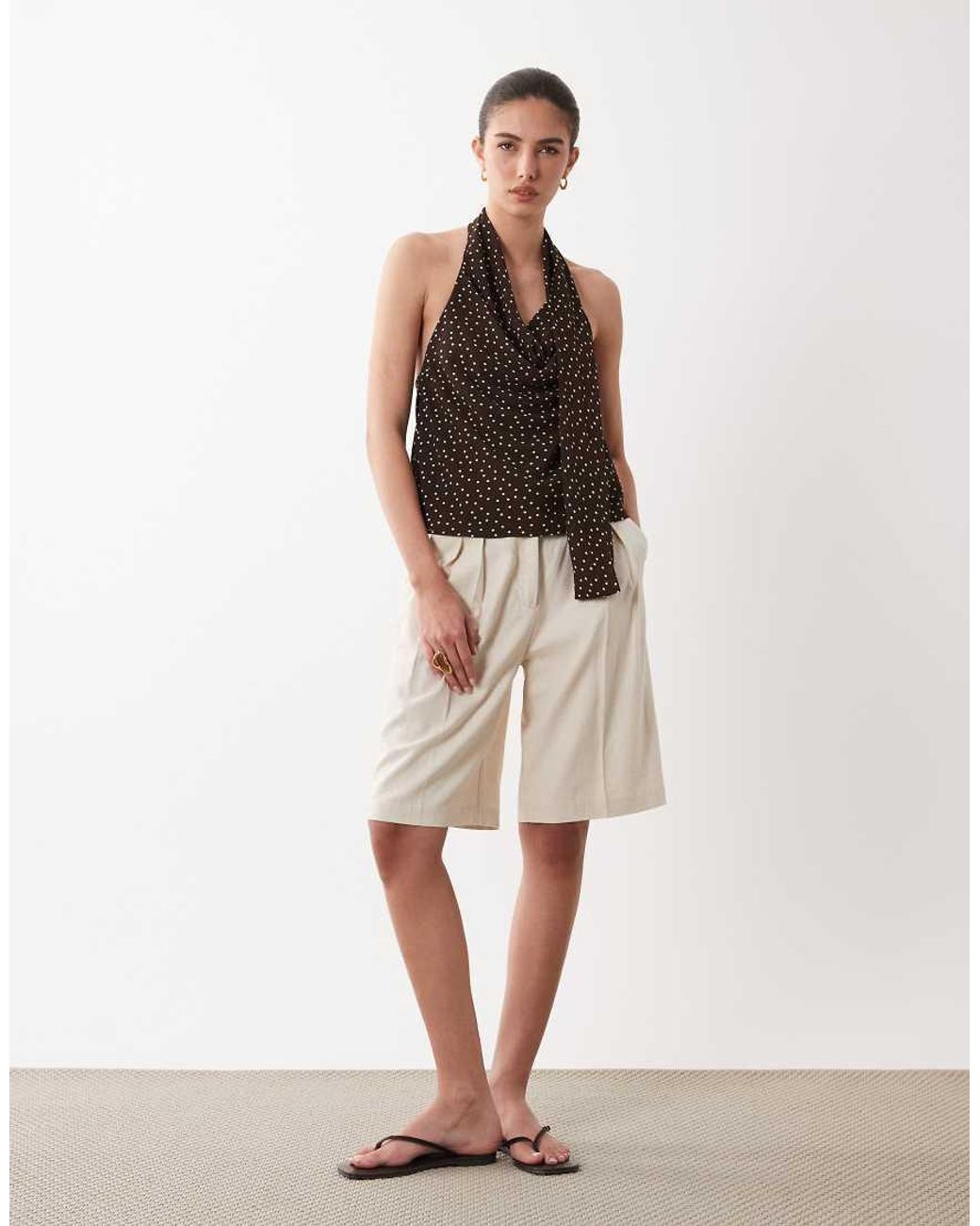 Mango Brown Tie Detail Tank Top