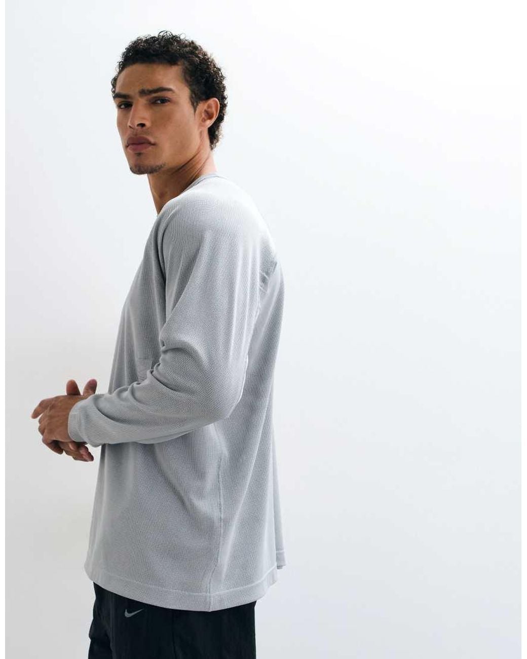 Nike Gray Nac Dri-Fit Long Sleeve Mesh Top for men