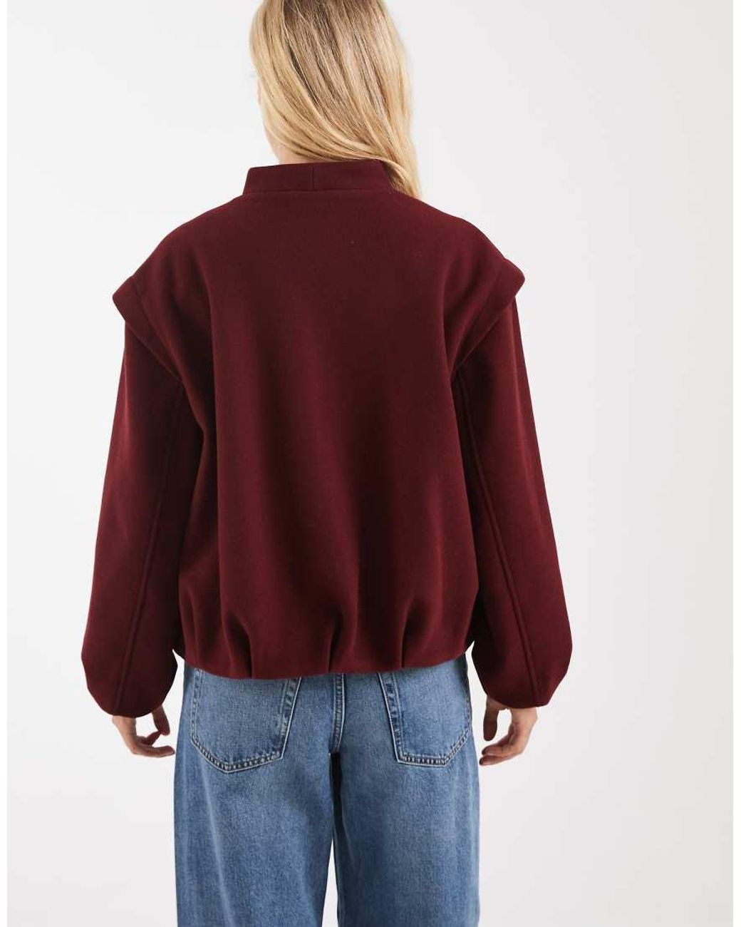 ASOS Red 80's Shoulders Formal Bubble Hem Jacket