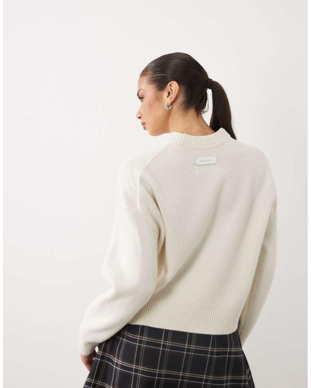 Barbour White Ivybridge Logo Knitted Jumper