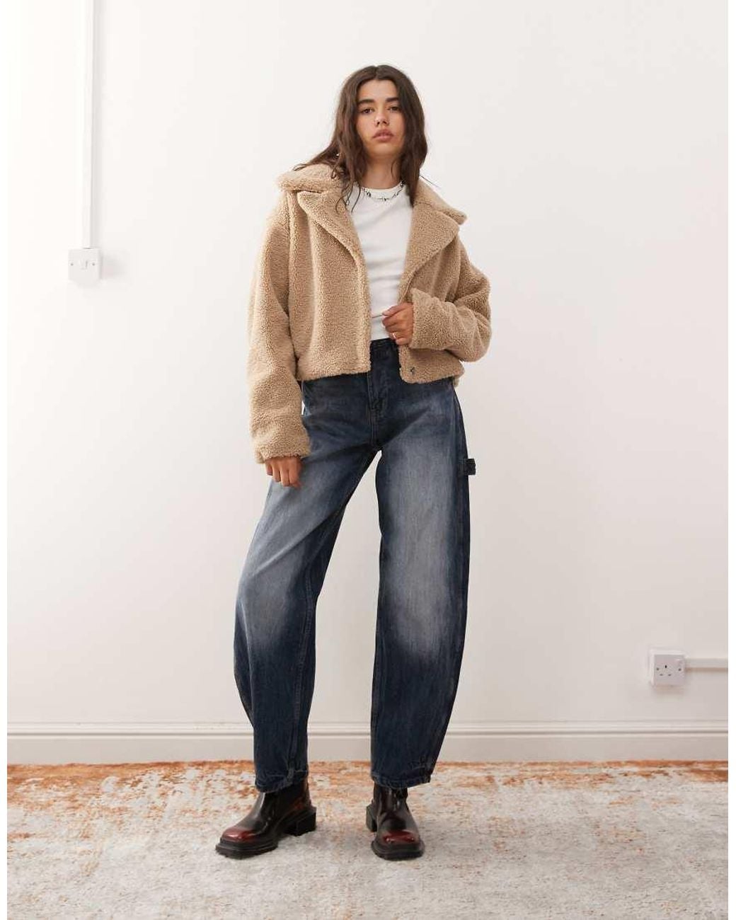 Noisy May Natural Cropped Teddy Jacket