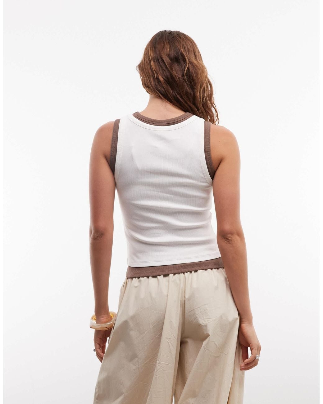 ASOS White Faux Double Layer Ribbed Singlet