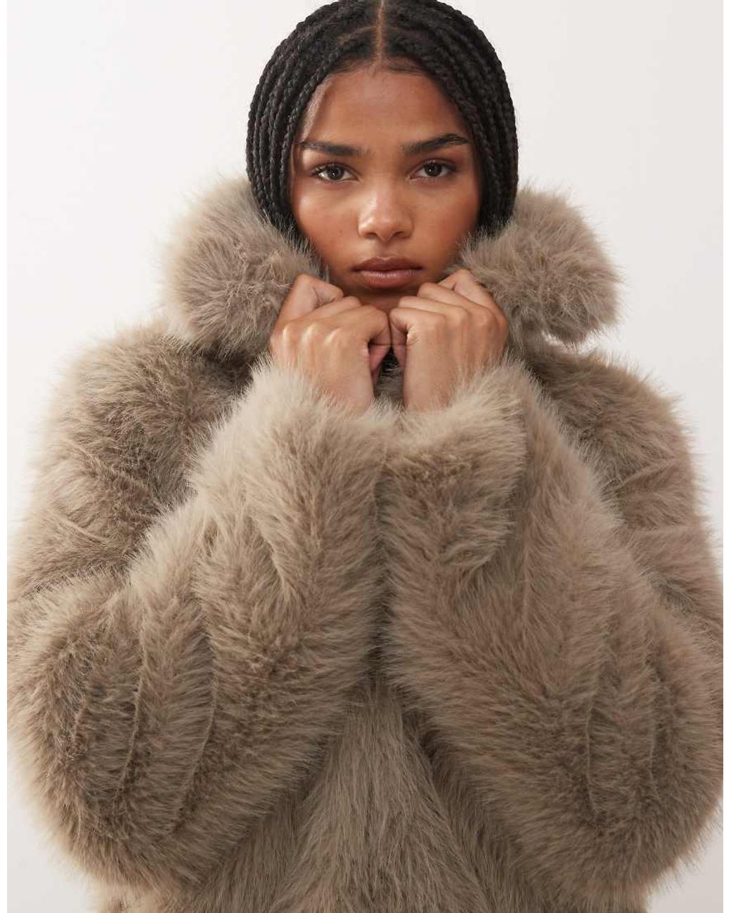 Noisy May Natural Faux Fur Coat