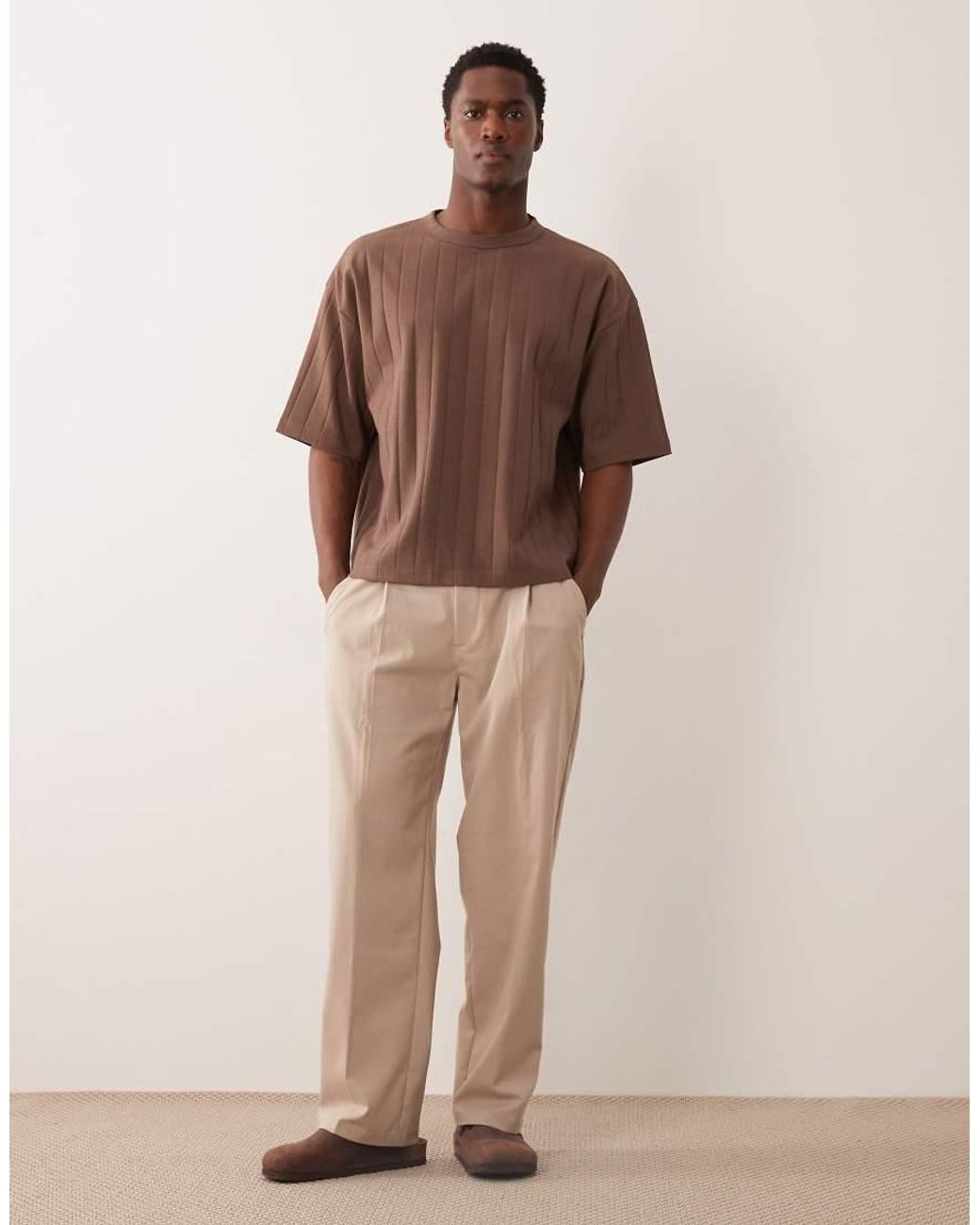 ASOS Brown Boxy Oversized T-shirt for men