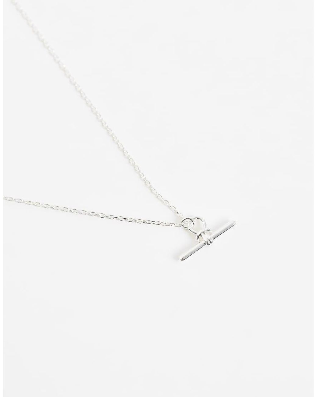 Orelia White Dainty T-bar Knot Necklace
