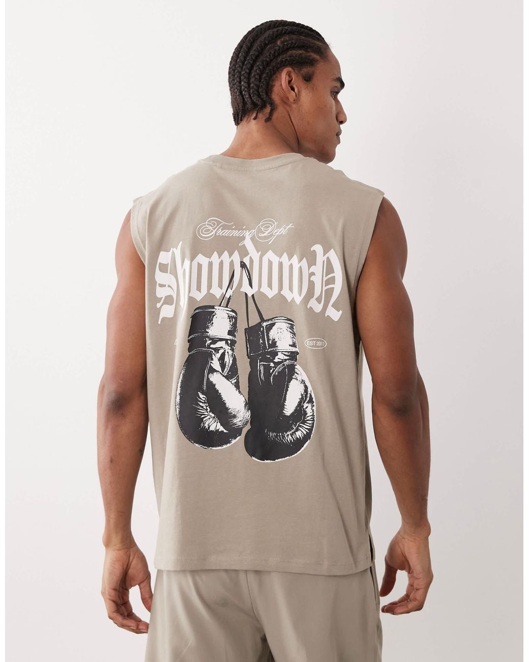 4505 Cotton Oversized Pump Training Tank With Boxing Graphic And Quick ...