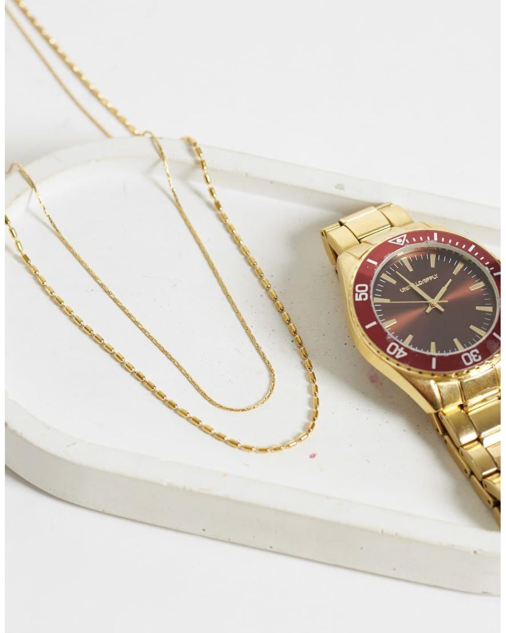 ASOS White Waterproof Stainless Steel 2 Pack Skinny Chain Necklaces for men