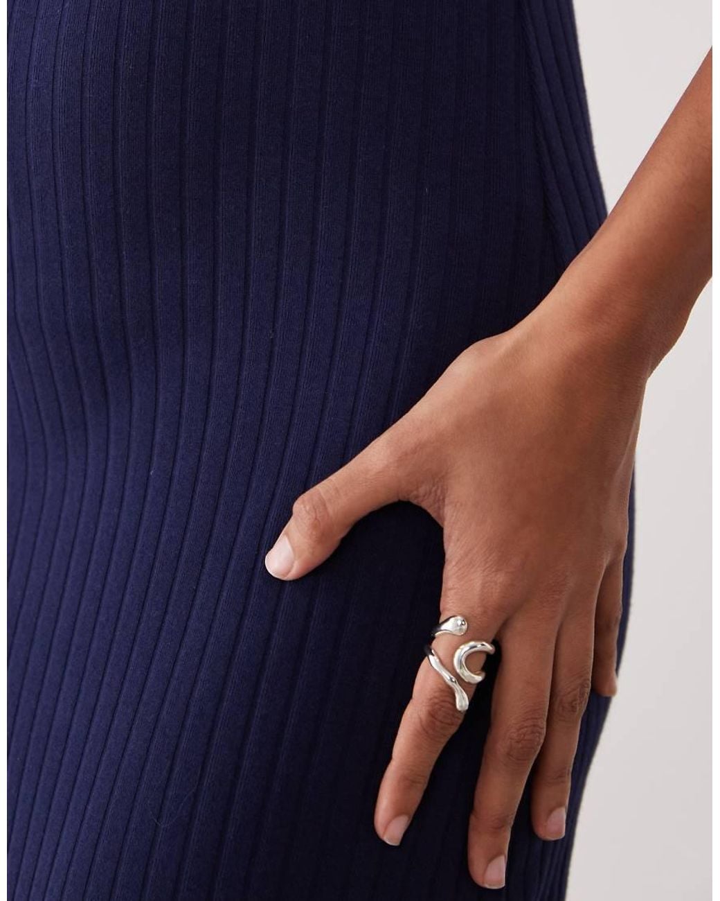 ASOS Blue Ribbed Short Sleeve Polo Midi Dress
