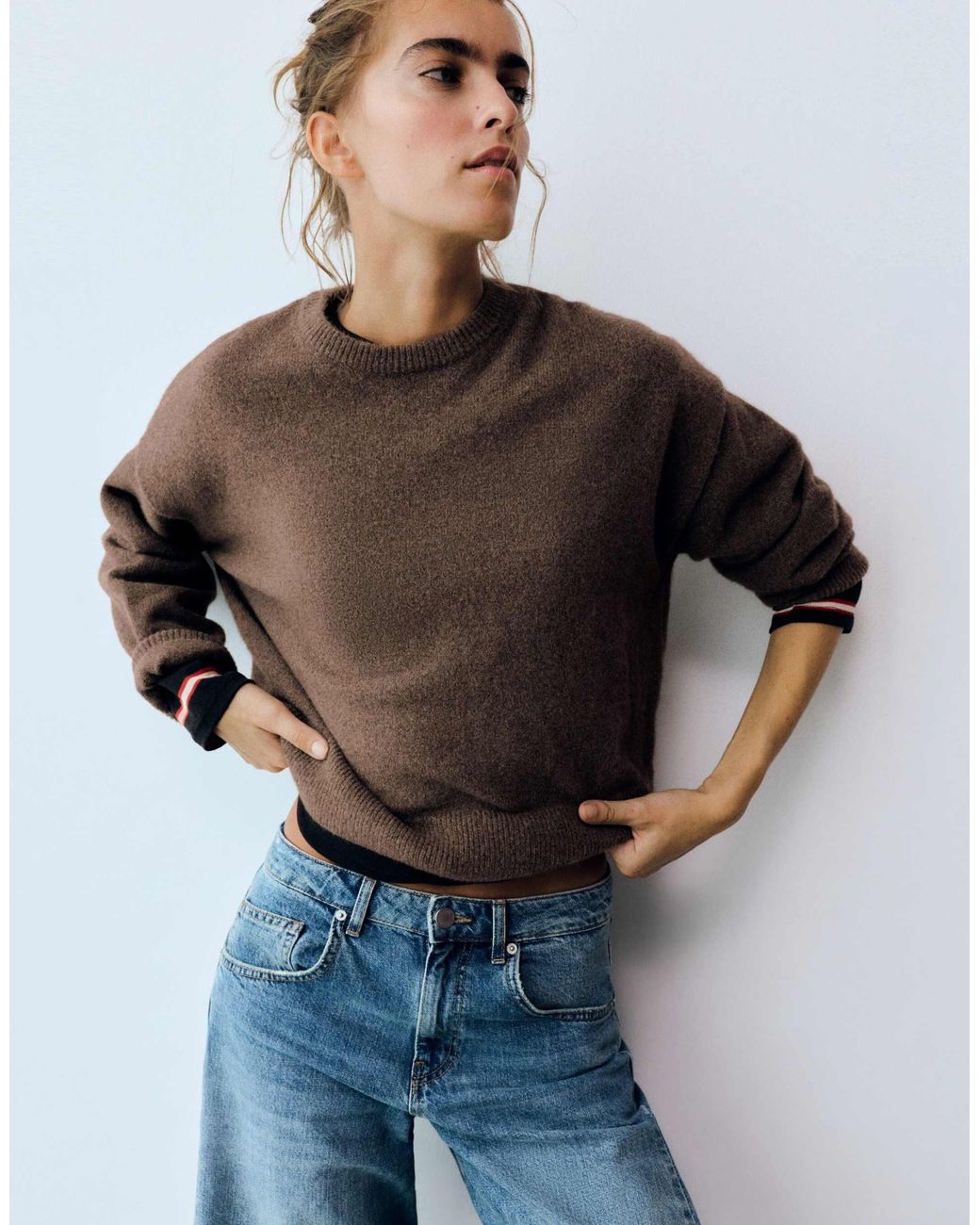Pull en maille douce coupe carrée Pull&Bear en coloris Gray