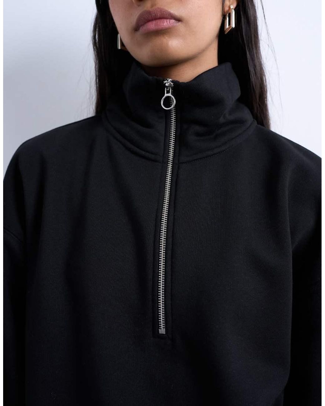 TOPSHOP Blue Quarter Zip Sweat