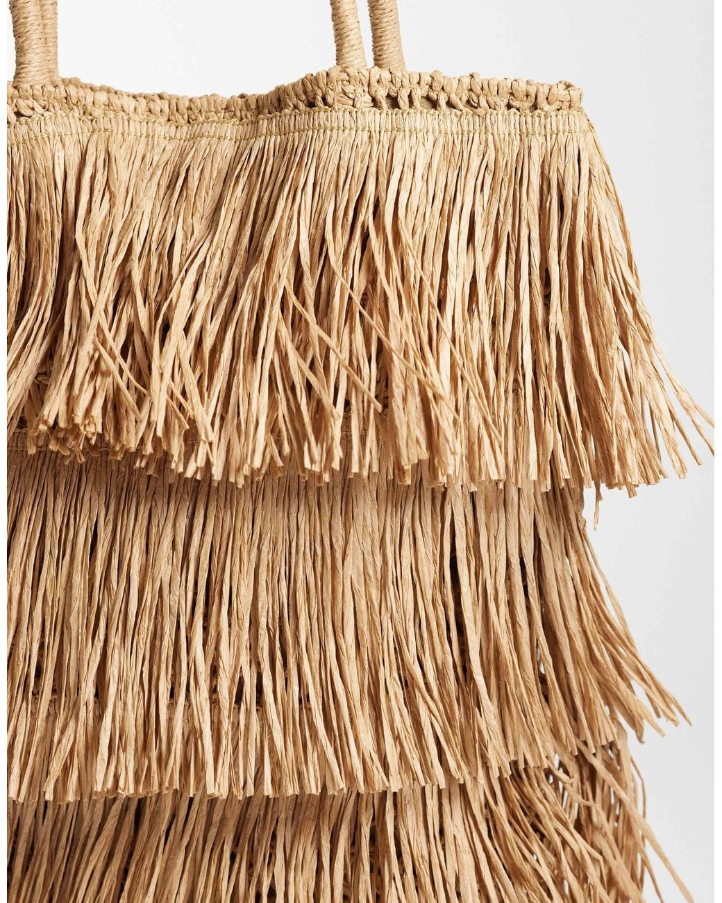 ASOS Natural Straw Fringe Tote Bag