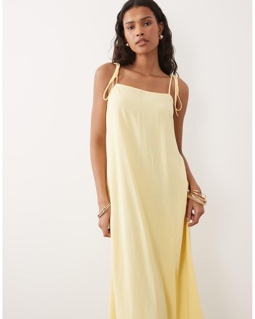 ASOS Natural Linen Blend Trapeze Dress