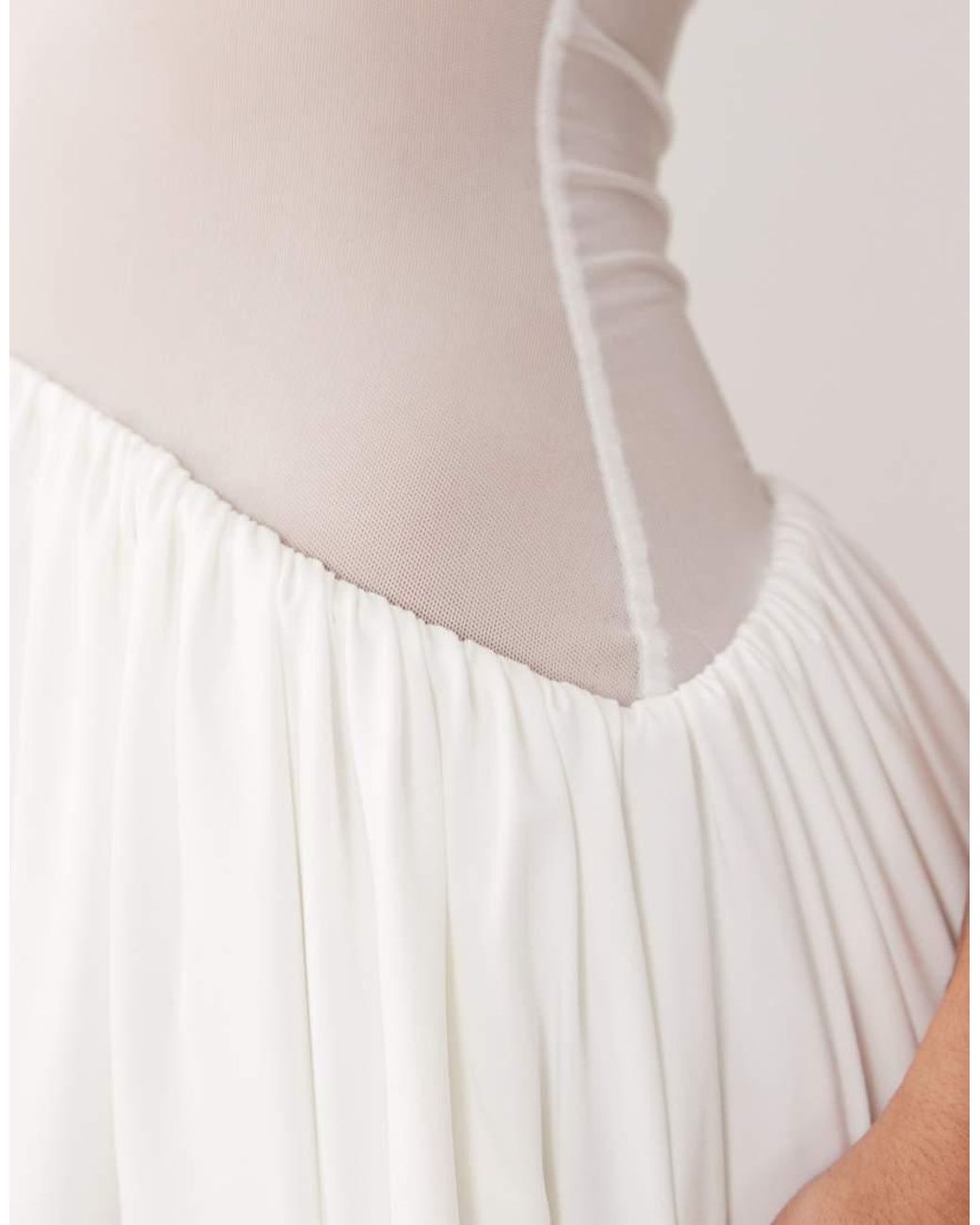 Aria Cove White Double Layered Slinky Halterneck Mesh Insert Detail Mini Dress