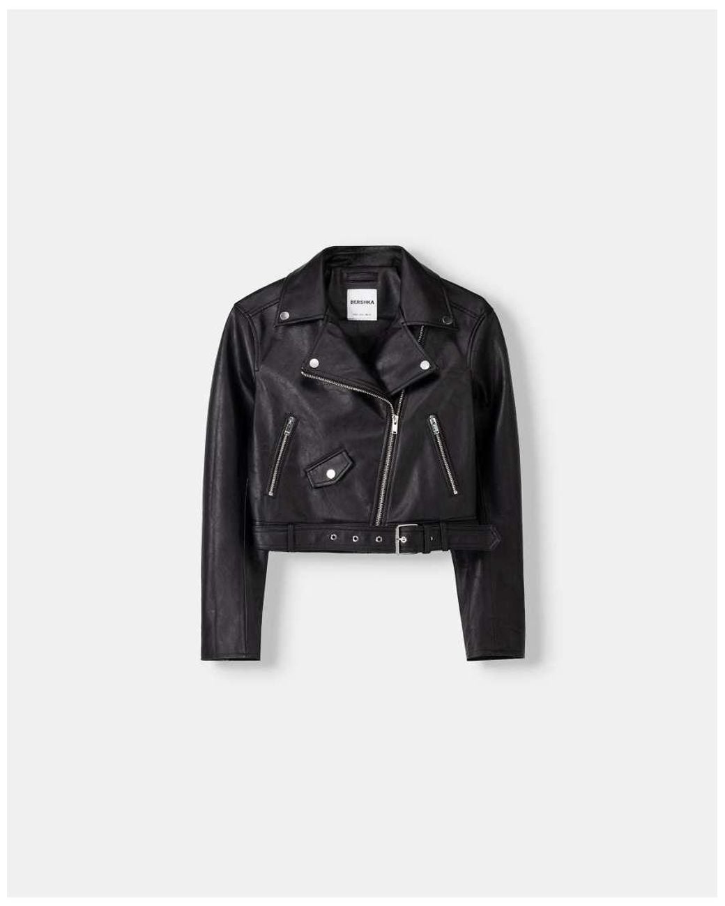 Bershka Black Faux Leather Biker Jacket