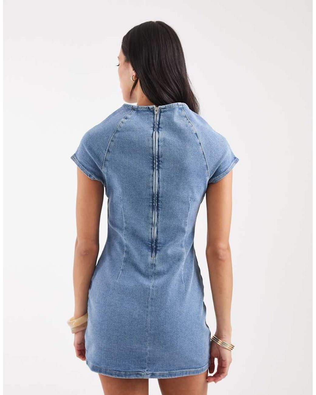 ASOS Blue Bodycon Raglan Sleeve Denim Mini Dress