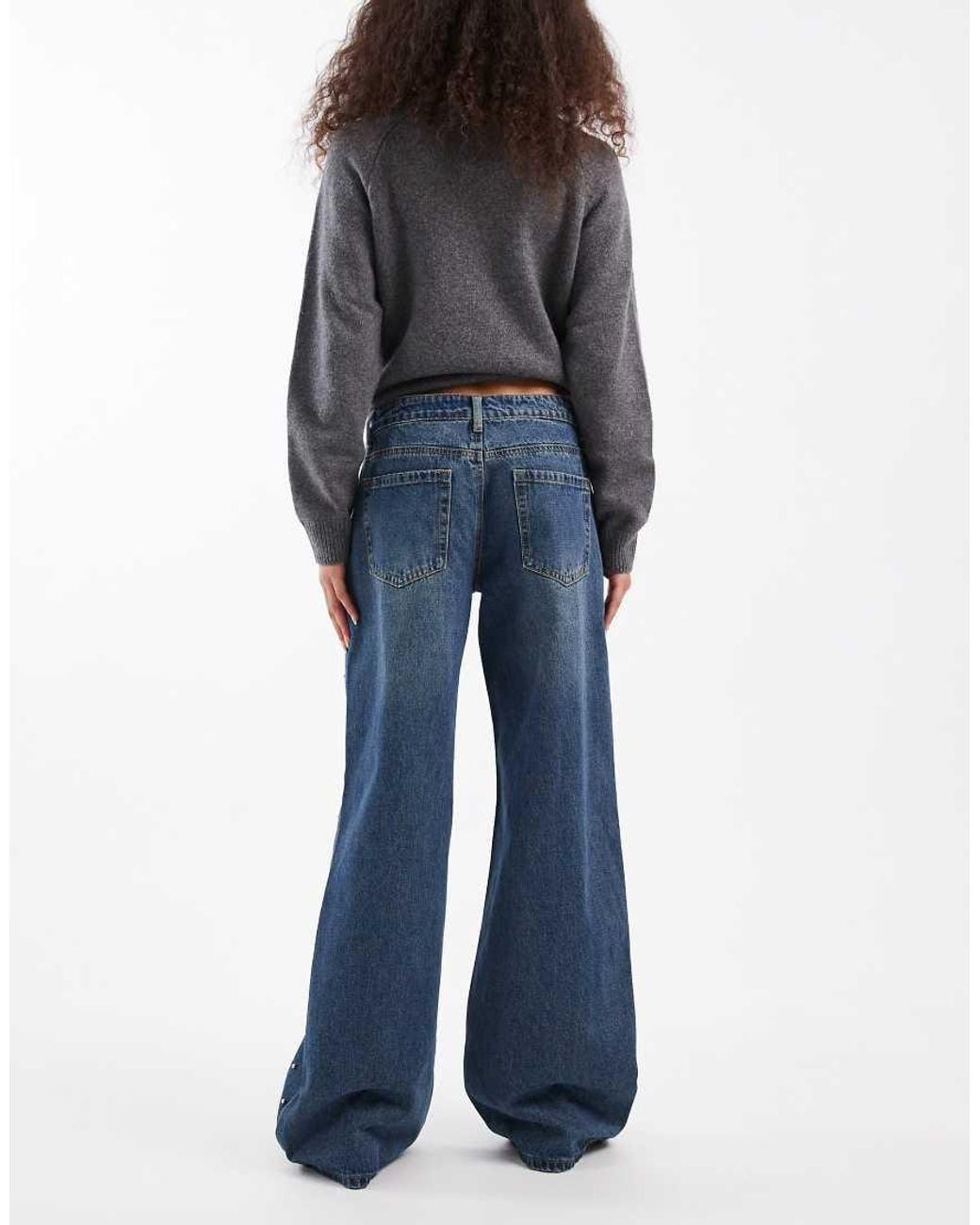 Edikted Blue Esmay Studded Low Rise Jean