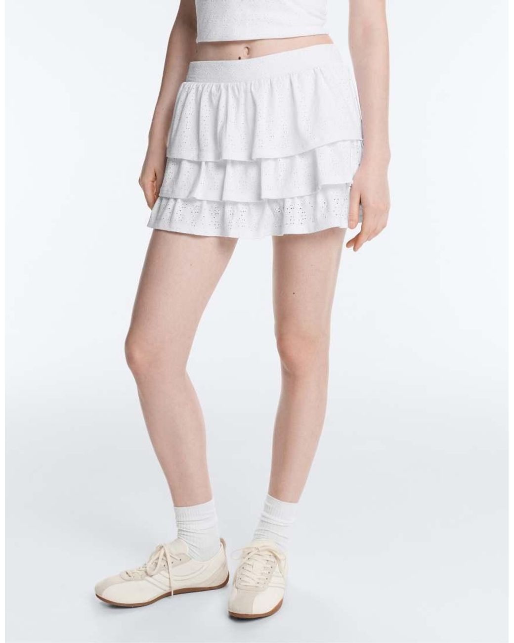 Oysho Black Comfortlux Embroidered Short Skirt