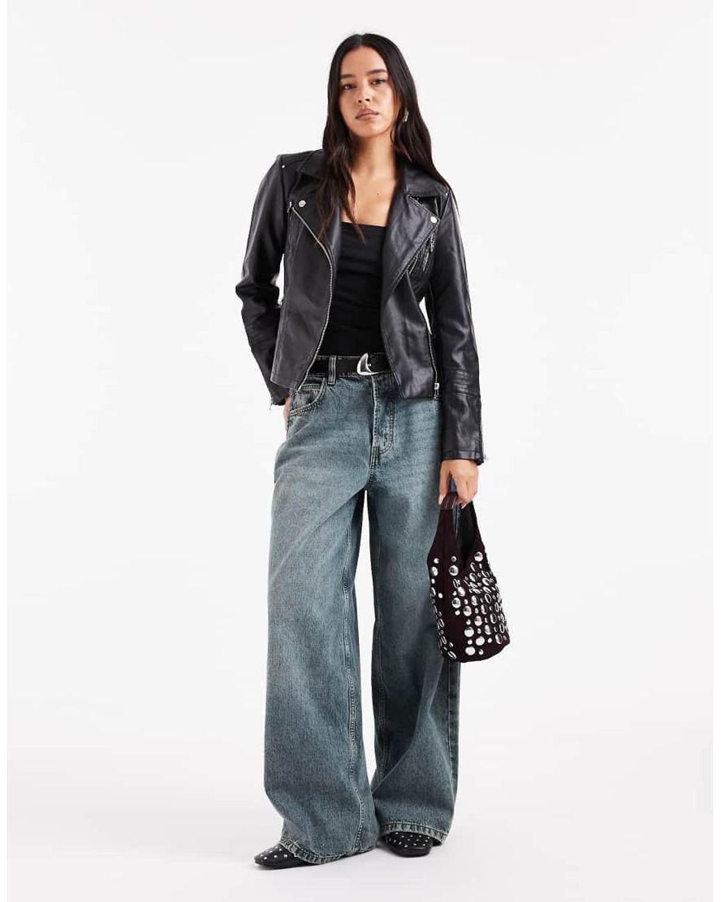 ONLY Black Faux Leather Biker Jacket