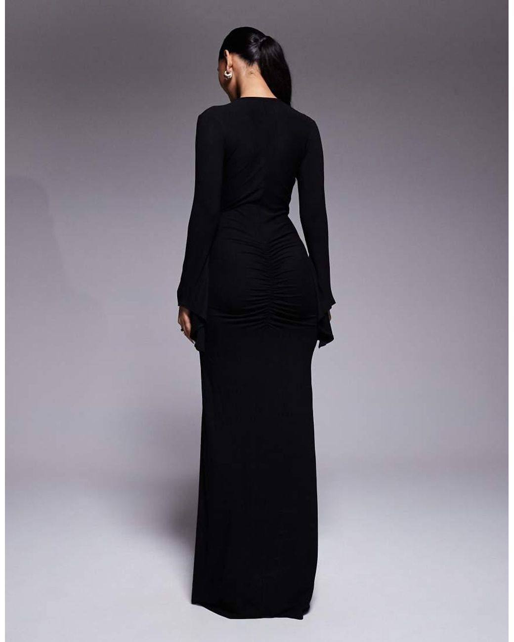 ASOS Blue Asymmetrical Angel Sleeve Maxi Dress