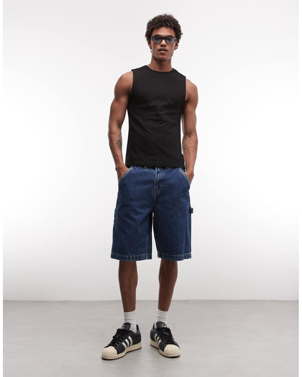 Timberland Blue Denim Carpenter Shorts for men