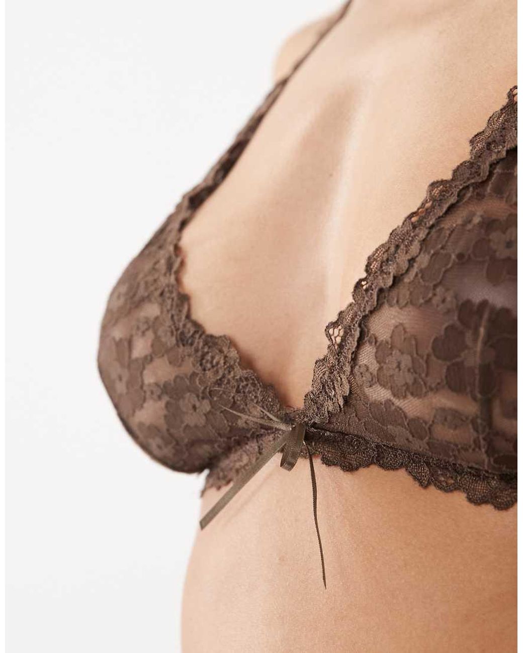 ASOS Brown Ava 2 Pack High Apex Lace Bralette
