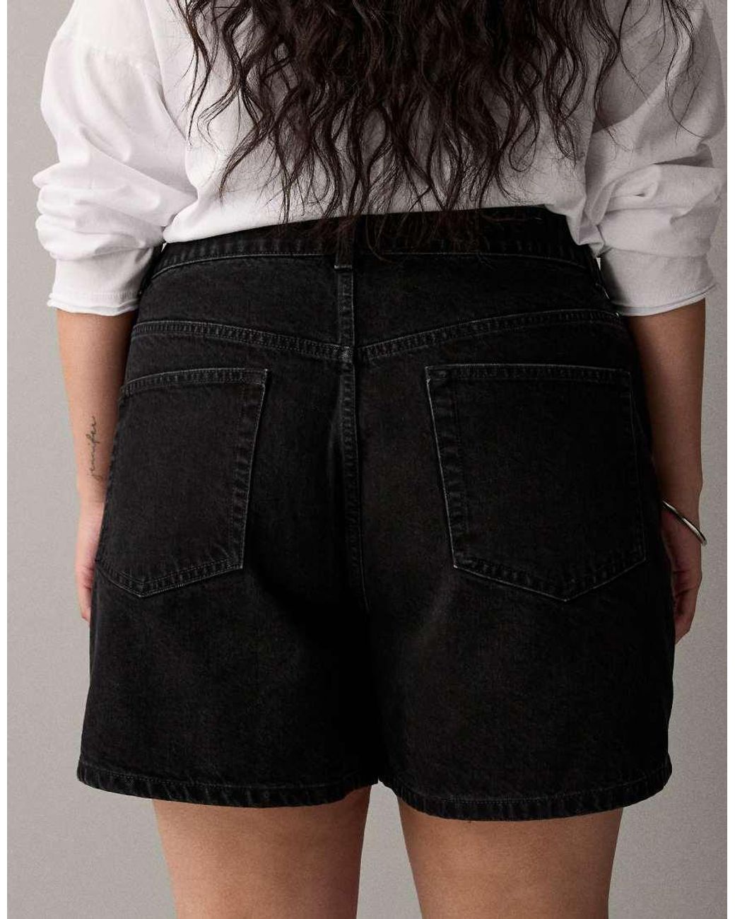 ASOS Black Asos Design Curve Denim Dad Short