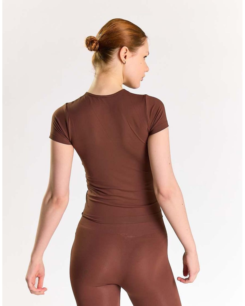 agon® Brown Crew Neck Short Sleeve Top