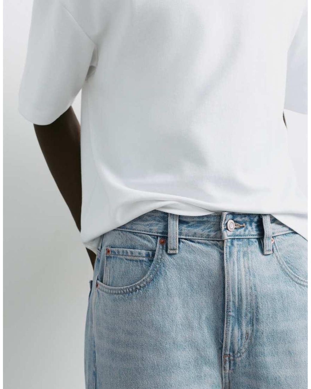 Pull&Bear Blue baggy Jeans for men