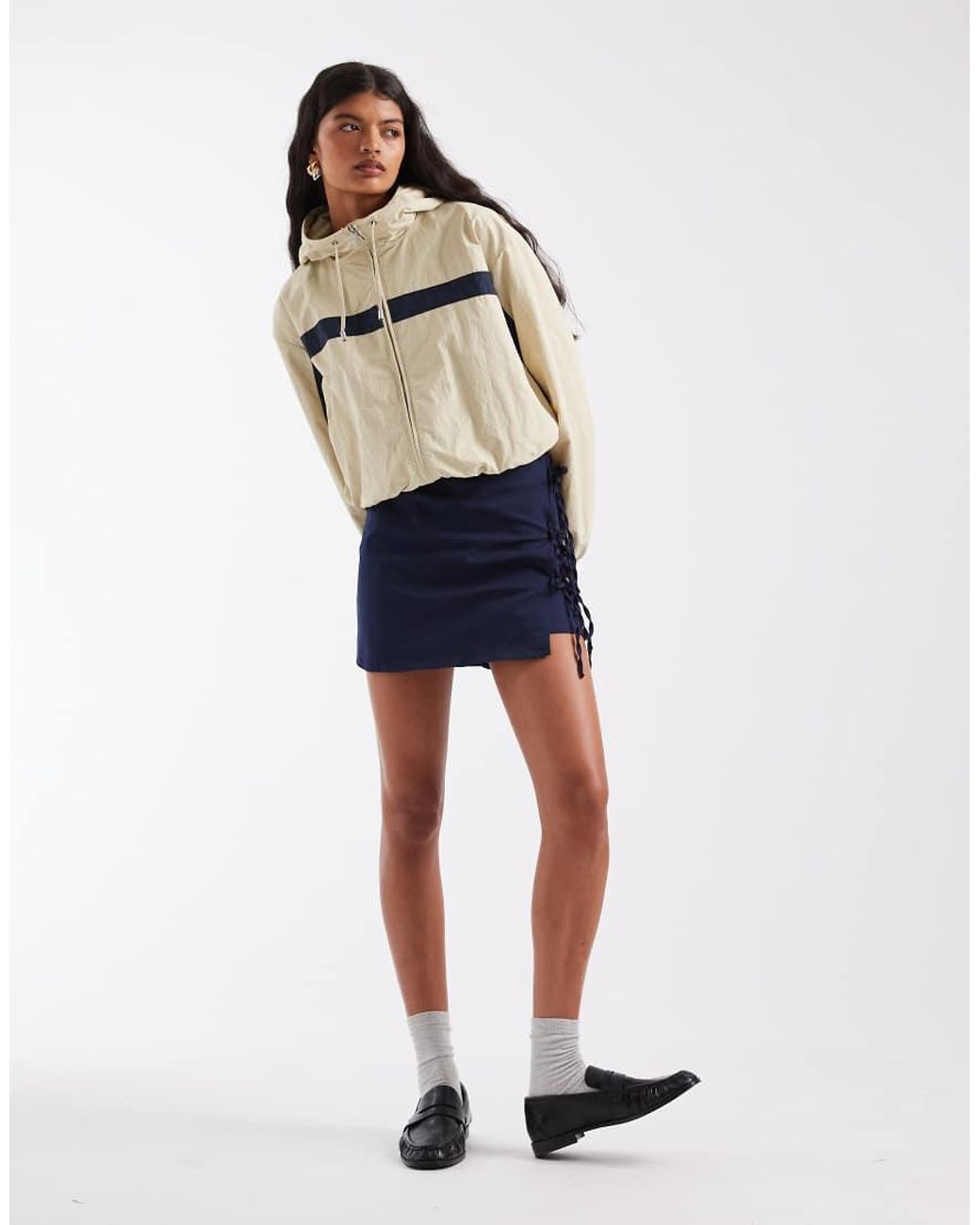 ASOS Blue Colour Block Track Jacket With Hood