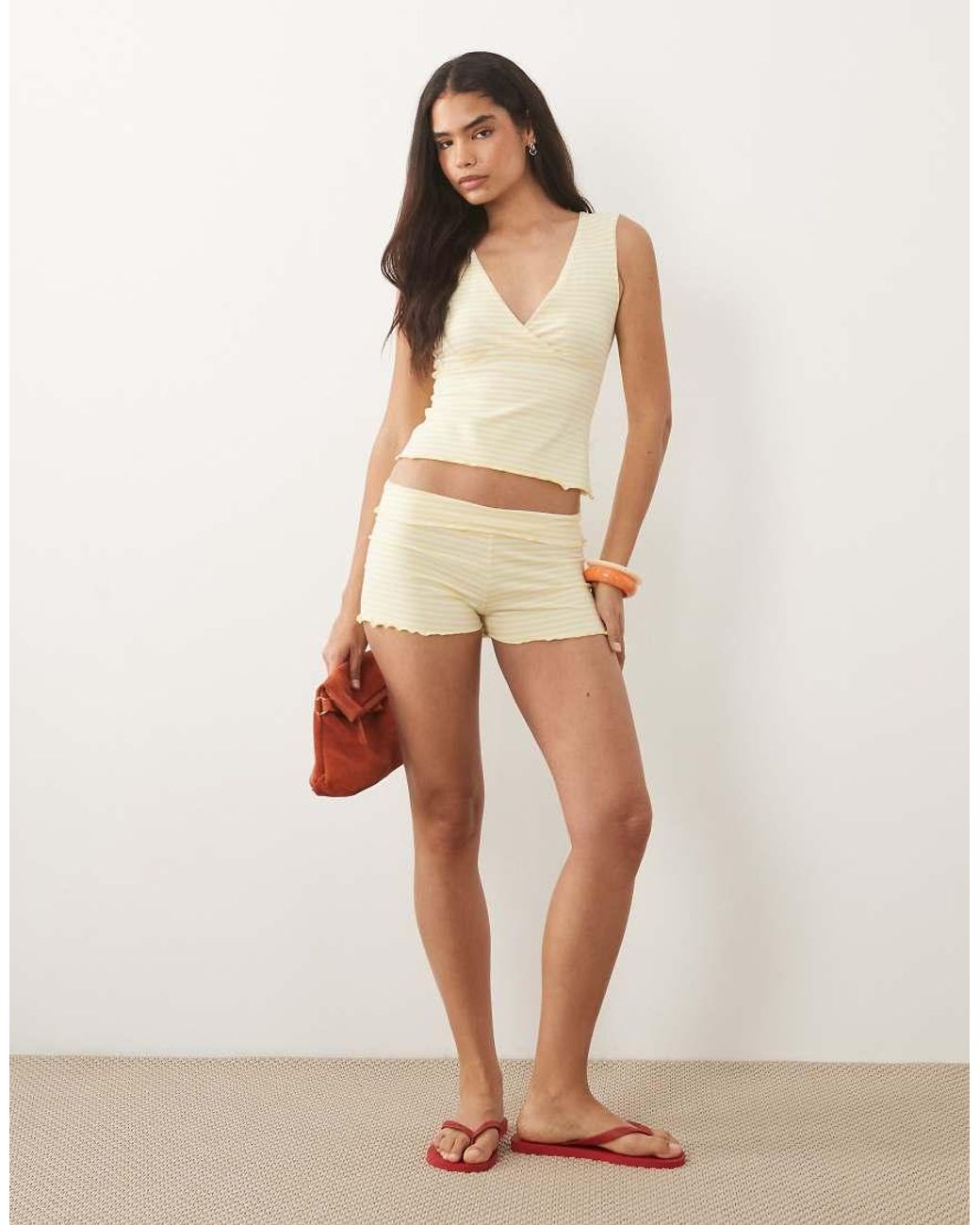 Miss Selfridge Natural Folded Waistband Mini Short Co-ord