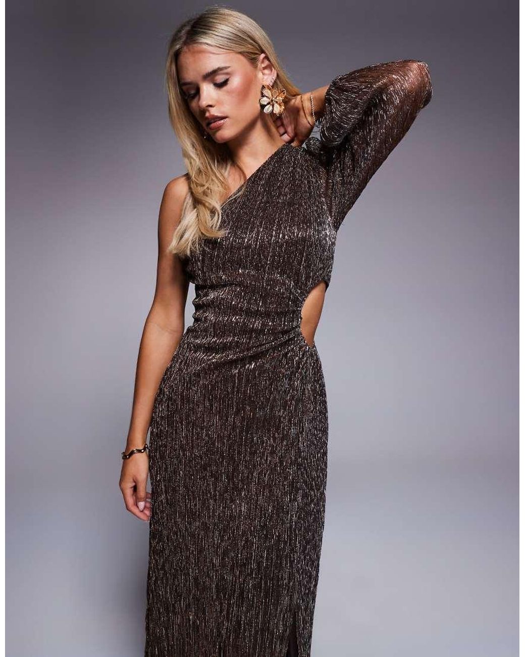 Forever New Purple Asymmetric One Sleeve Maxi Dress