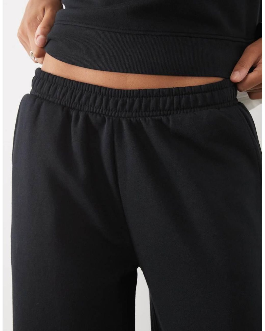 ASOS Black Asos Design Tall Wide Leg Brushback Trackies