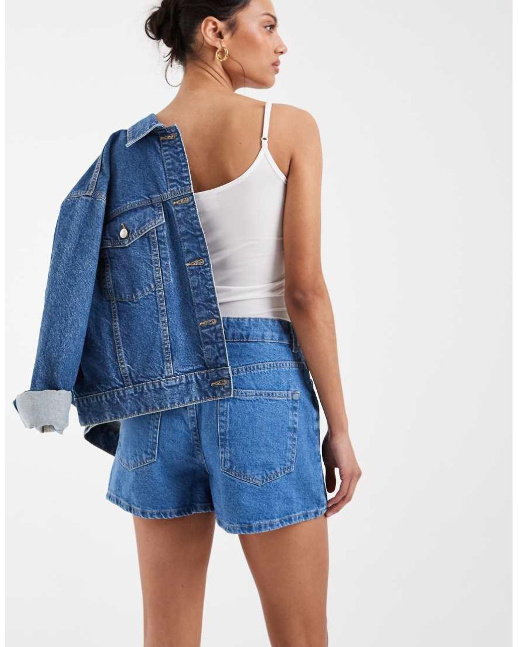 ASOS Blue High Waist Denim Shorts