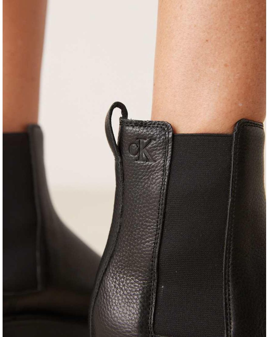 Calvin Klein Black Chunky Chelsea Ankle Boots