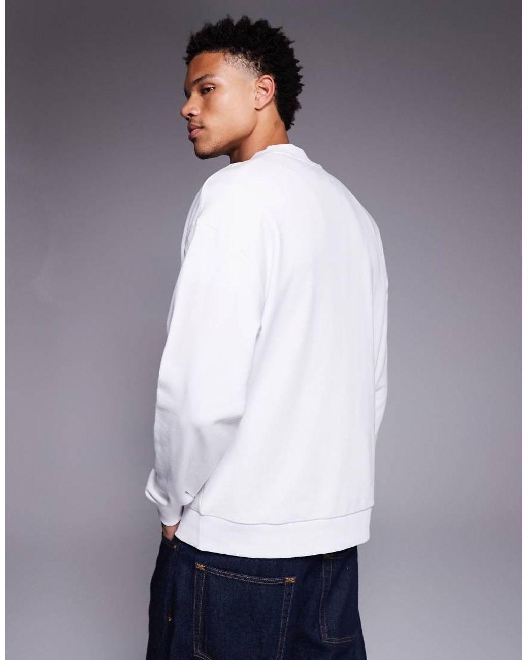 HUGO Gray Niero Central Logo Sweatshirt for men