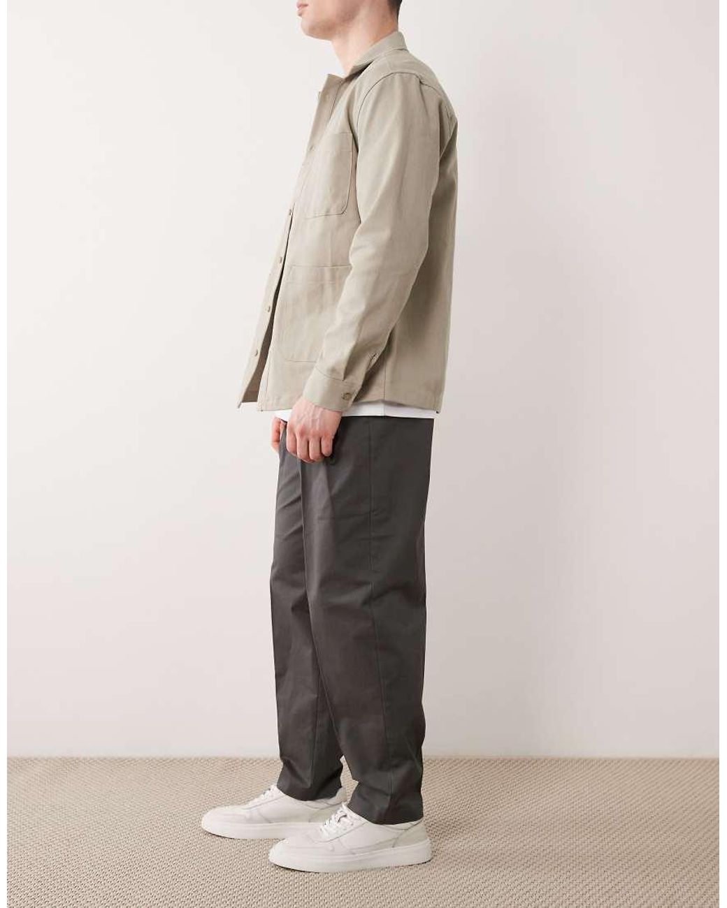 ASOS Natural Smart Cotton-rich Oversized Tapered Chino Pants for men