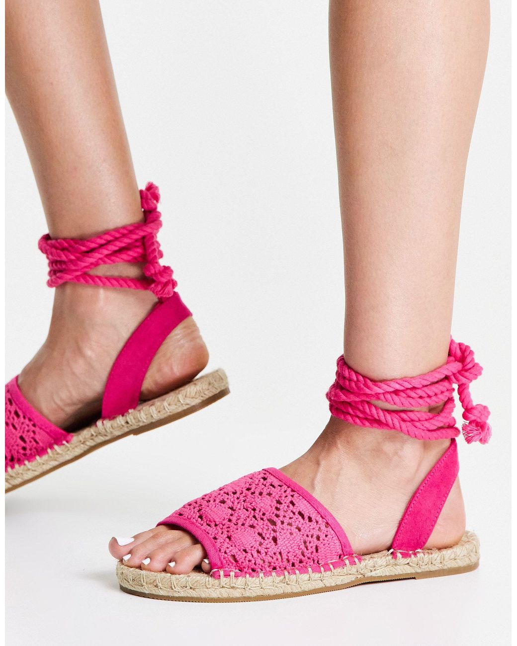 feedback Kameel vee ASOS Wide Fit - June - Espadrille-sandalen Met Touwtjes in het Roze | Lyst  NL